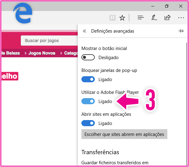 Ativar o Flash Player no Microsoft Edge 2