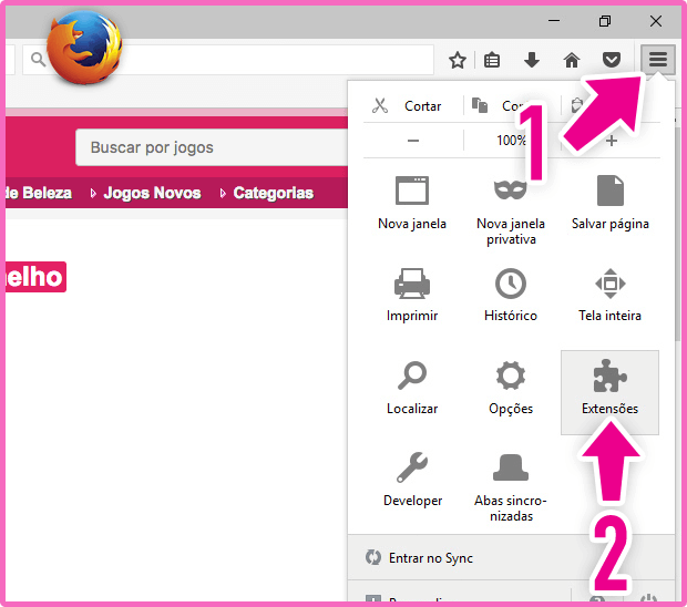 Ativar o Flash Player no Firefox Passo 1